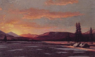  Sunset Painting - Winter Sunset seascape William Bradford